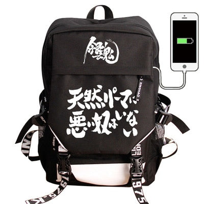 Japan Anime Tokyo Ghoul Cell at Work Attack on Titan Gintama Natsume Yuujinchou Monokuma USB Charging Laptop Backpack School Bag