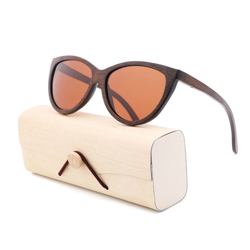 100% reine braune Bambus-Sonnenbrille Damen 2018 Mode-Sonnenbrille Herren polarisierte Sonnenbrille für Damen UV400 Retro-Sonnenbrille