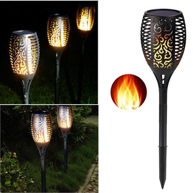 Solar powered LED Flame Lamp Waterproof 96LEDs Lawn Flame Flickering Torch Light Outdoor Solar LED Fire Lights Garden Decoration