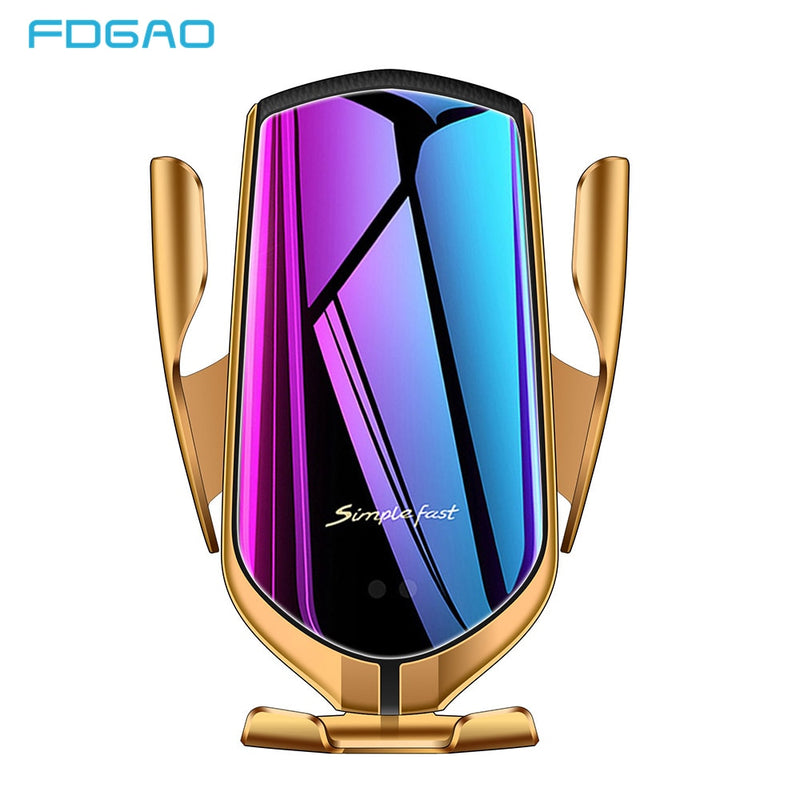 FDGAO  Wireless Car Charger 10W Fast Charging Phone Holder Automatic Clamping Mount For iPhone 14 13 12 11 Pro 8 Samsung S22 S21