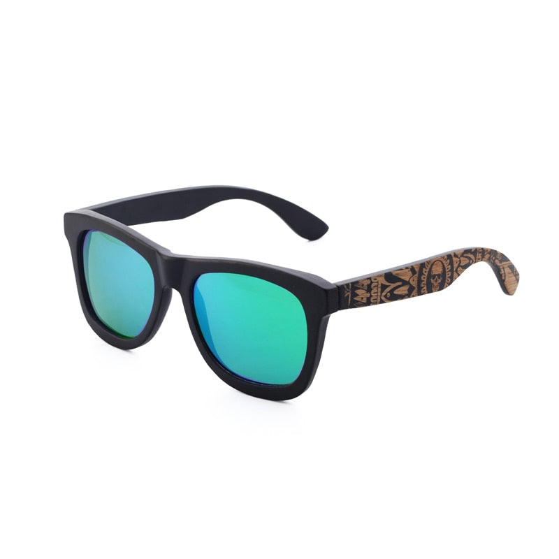 Gafas de sol de madera Retro para mujer, marca de gama alta, diseño tallado, montura de bambú marrón negro, gafas de playa polarizadas