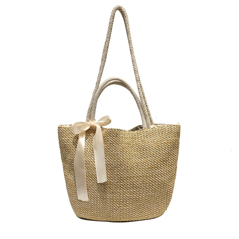 Mode Rattan gewebte Frauen Handtasche Sommer Strandtasche große Kapazität Einkaufstasche handgefertigte gestrickte Stroh Umhängetaschen für Frauen