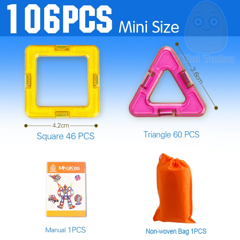 52-106PCS Mini Magnetic Blocks Educational Construction Set Models &amp; Building Toy ABS Magnet Designer Kids Magnets Game Gift