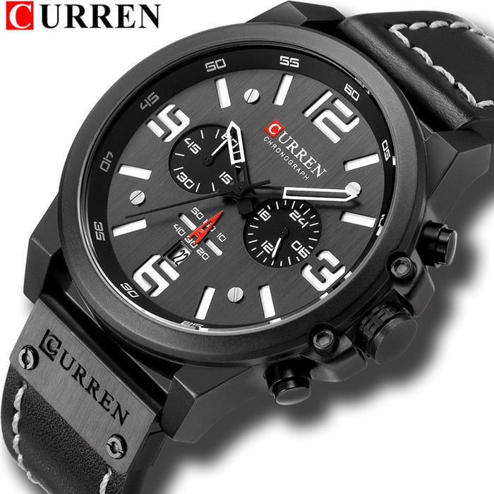 Neue Herrenuhr CURREN Top-Marke Luxus Herren Quarz Armbanduhren Herren Leder Militär Datum Sportuhren Relogio Masculino