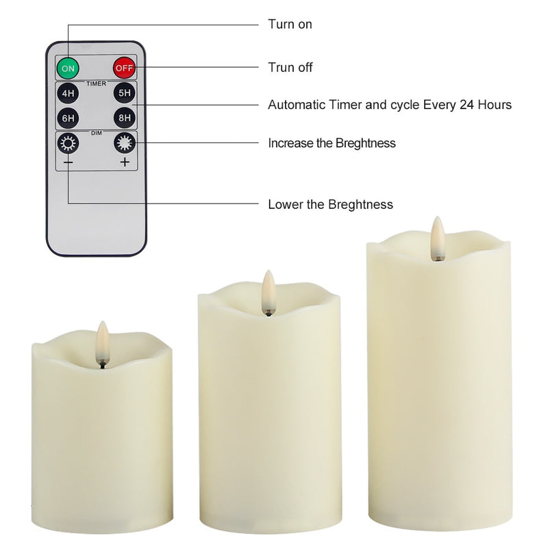 3Pcs/Set Remote Control LED Flameless Candle Lights New Year Candles Battery Powered Led Tea Lights Easter Candle With Packaging