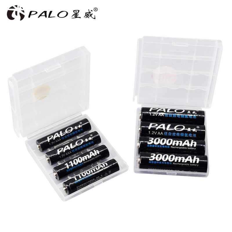 PALO 4 Uds 3000mAh 1,2 V pilas recargables AA + 4 Uds 1100mAh 1,2 V AAA batería NI-MH AA AAA batería recargable para cámara de juguete