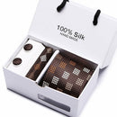 New Design Tie Set With Gift Box Jacquard Woven gravata Silk Tie Hanky Cufflinks Necktie Sets For Wedding Party Men