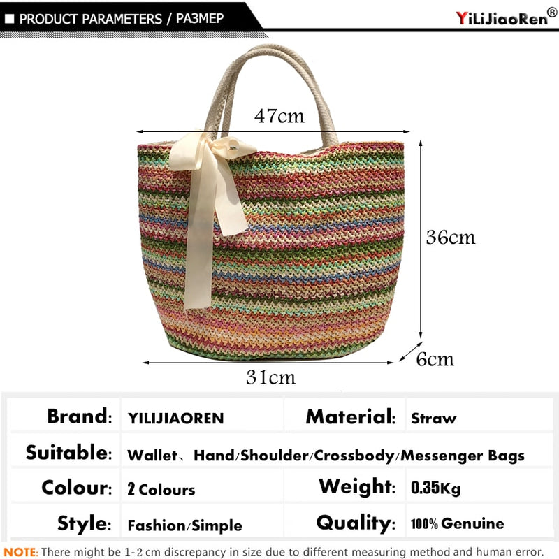 Bolso de mano tejido de ratán a la moda para mujer, bolso de playa de verano, bolso de mano de gran capacidad, bolsos cruzados de paja tejidos a mano para mujer