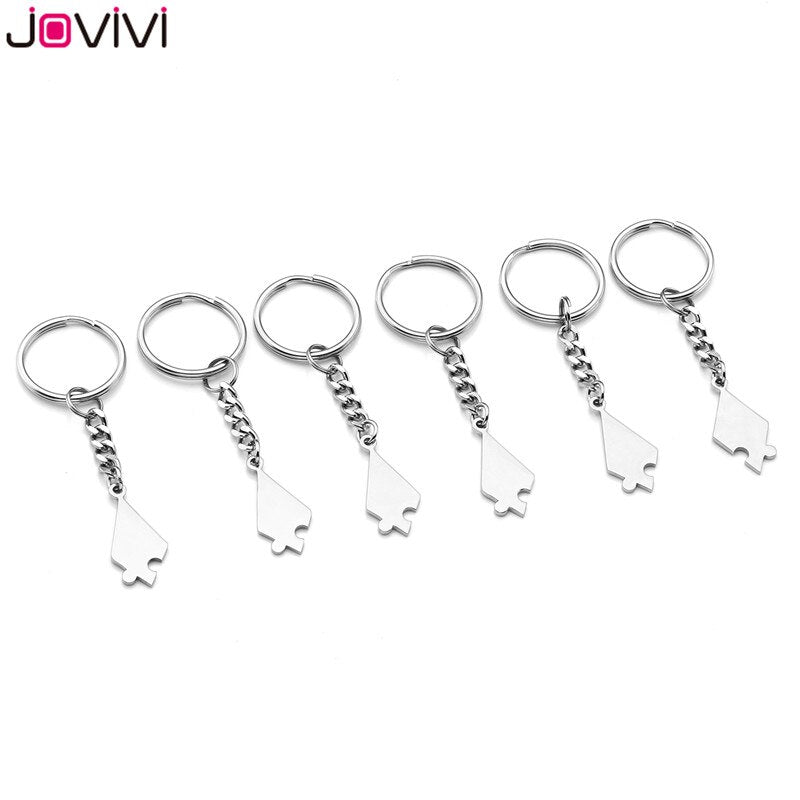 Jovivi Stainless Steel 5/6 Piece Key Ring Best Friends BFF Keychains Friendship Puzzle Piece Charm Gift Key Chain Jewelry