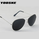 Gafas de sol YOOSKE Retro Pinhole para mujeres y hombres, gafas con agujeros pequeños, gafas para el cuidado de la visión, gafas Unisex para mejorar la vista