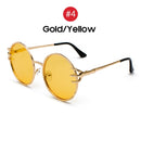 VIVIBEE Retro Skull Claw Round Sunglasses for Women Fishion 2022 Trending Product Gothic Sun Glasses Gold Metal Frame Shades