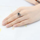 SANTUZZA Genuine 925 Sterling Silver Ring For Women Unique Rings Delicate Black Spider Ring Trendy Party Fashion Jewelry
