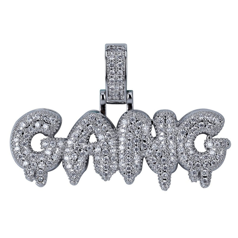 TOPGRILLZ Iced Out Cubic Zircon Bling Bubble Letters GANG Pendant Necklace Men Women Hip Hop Gold Silver Color CZ Necklace Gifts