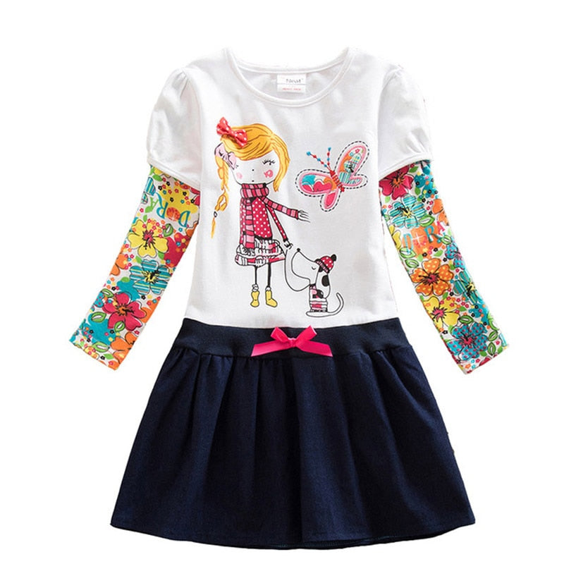 DXTON Winter Kinder Kleider Für Mädchen Fliegen Ärmel Einhorn Kinder Kleid Stern Streifen Kleinkind Baumwolle Kleidung Kausal Mädchen Kleid