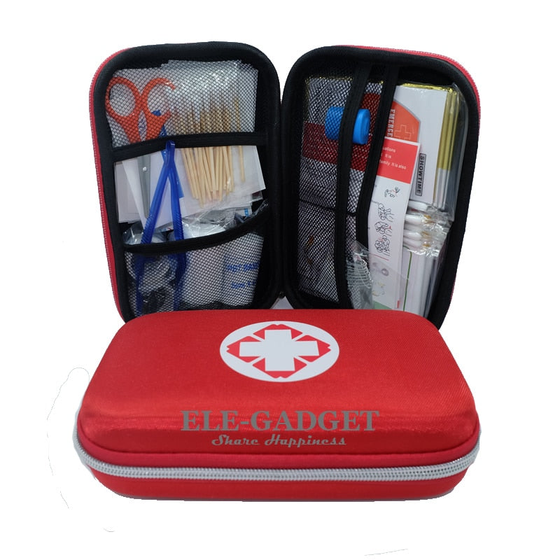 17 Artikel / 93pcs tragbare Reise-Erste-Hilfe-Kits für Zuhause Outdoor-Sport-Notfall-Kit Notfall medizinische EVA-Tasche Rettungsdecke