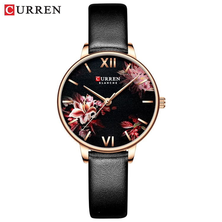 Relojes de mujer CURREN, reloj negro, reloj de pulsera de cuarzo de malla de acero inoxidable, reloj informal con encanto para mujer, relojes femeninos