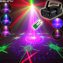 ESHINY Mini RGB 5 Linsen Laser 128 Muster Projektor Blaue LED Club Home Party Bar DJ Disco Weihnachtstanz Bühneneffektlicht N60T155