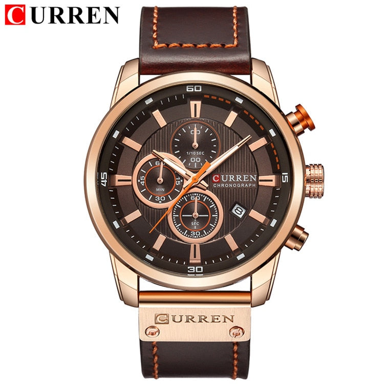 Relojes de cuarzo para hombre con correa de cuero de moda CURREN de lujo de marca superior, relojes de pulsera informales con fecha de negocios para hombre, reloj Montre Homme