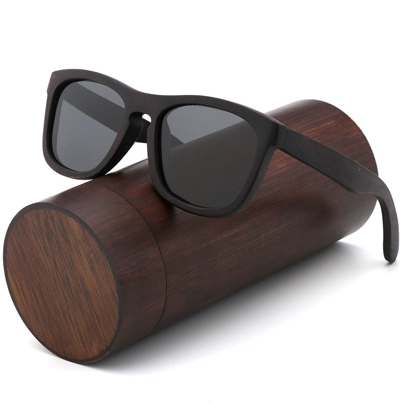 Retro-Männer polarisierte Frauen-Sonnenbrille Schwarzes Holz Kinderpaar-Sonnenbrille handgefertigt UV400 Mit Bambus-Holzkiste