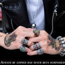 BEIER Stainless Steel Gothic gold Carving kapala skull  Ring Biker Hiphop rock Jewelry Unique fashion Gift for men BR8-327