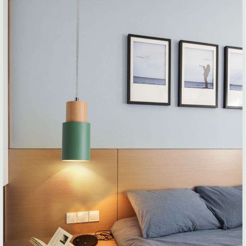 Designer Nordic Wire Chandelier Simple Wooden Pendant Lights LED Hang Lamp Colorful Fixture Kitchen Bar Hotel Home Indoor Decor