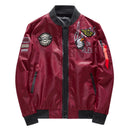Chaqueta Bomber para hombre, chaqueta de piloto militar del ejército para hombre, chaqueta de béisbol bordada con insignia, abrigo de motocicleta de doble cara, talla grande 5XL 6XL