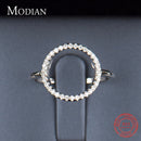 Classic Fashion Hollow out Hoop Sparkling White And Rose Ring Cubic Zirconia Jewelry Real Solid 925 Sterling Silver Rings