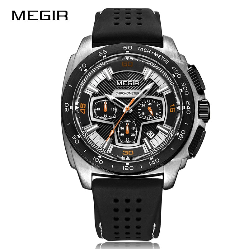 Reloj cronógrafo MEGIR para hombre, relojes deportivos militares del ejército, reloj de pulsera de cuarzo con correa de silicona informal a la moda, reloj Masculino