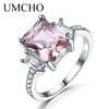 UMCHO Blue Topaz Gemstone Rings for Women Genuine 925 Sterling Silver Aquamarine Ring Romantic Wedding Engagement Fine Jewelry