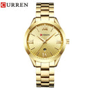 CURREN Marke Frauen Stahl Uhr Damen Luxus Kleid Mode Quarz Armbanduhr Klassische Kristall Gold Armband Frauen Uhr Uhr