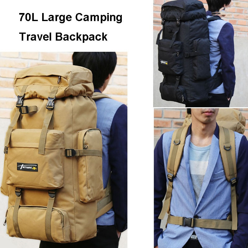 Rucksack mit großer Kapazität, 70 l, Nylon, wasserdicht, militärische Taktiken, Molle-Armeetasche, Herren-Rucksack, Rucksack für Wanderreisen