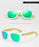 Gafas de sol de bambú de madera polarizada LongKeeper para mujer, diseño de marca para hombre, gafas de sol con brazos de madera reales, lentes de espejo, Gafas de sol