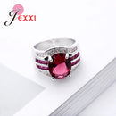 Classic Red Crystal  Rings Wedding Engagement Pure 925 Sterling Silver Rings For Women Latest Style Accessory