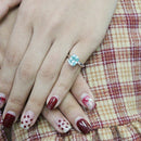 Green Blue Cushion cut Moissanite Centre Stone 3ct 2ct Moissanite Engagement Ring Silver