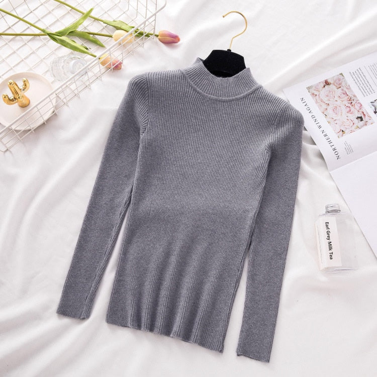 New Turtleneck Knitted Sweater Female Casual Pullover Women Autumn Winter Tops Korean Sweaters Fashion 2020 Women Sweater Jumper