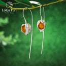 Lotus Fun Real 925 Sterling Silver Earrings Natural Stone Fine Jewelry Design Physalis Fruits Dangle Earrings for Women Brincos