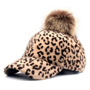[YARBUU] brand new baseball caps 2018 winter cap for women Faux Fur pompom ball Leopard cap children Casual Snapback hat cap