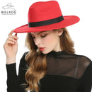 WELROG, sombreros Fedora negros y rojos para mujer, sombreros de fieltro de lana de imitación, sombrero de fieltro de Panamá, sombreros de invierno para hombre, sombreros de Jazz, sombrero Trilby para mujer