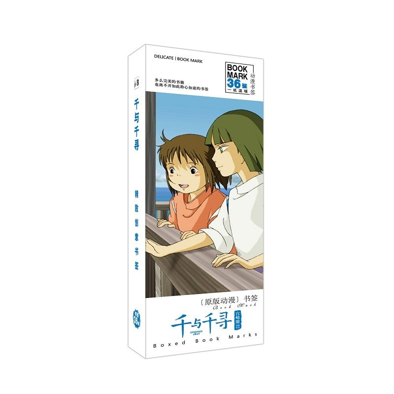 36Pcs/Set Miyazaki Hayao Spirited Away Anime Bookmark Figure Book Holder Message Card Stationery Bookmarks