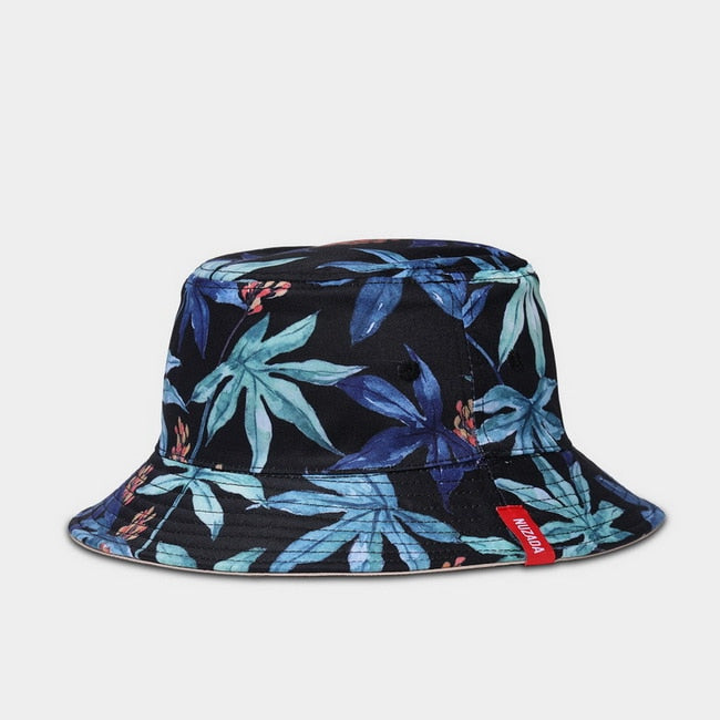 NUZADA Print Bucket Hat Sommerhüte für Frauen Fischerhut Baumwolle faltbar weibliche Sonnenschutzkappen doppelseitig kann getragen werden