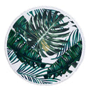 Green Leaves Summer Round Beach Towel Microfiber with Drawstring Backpack Bag Bath Towels Mat Bikini Cover Up With Tassels Soft