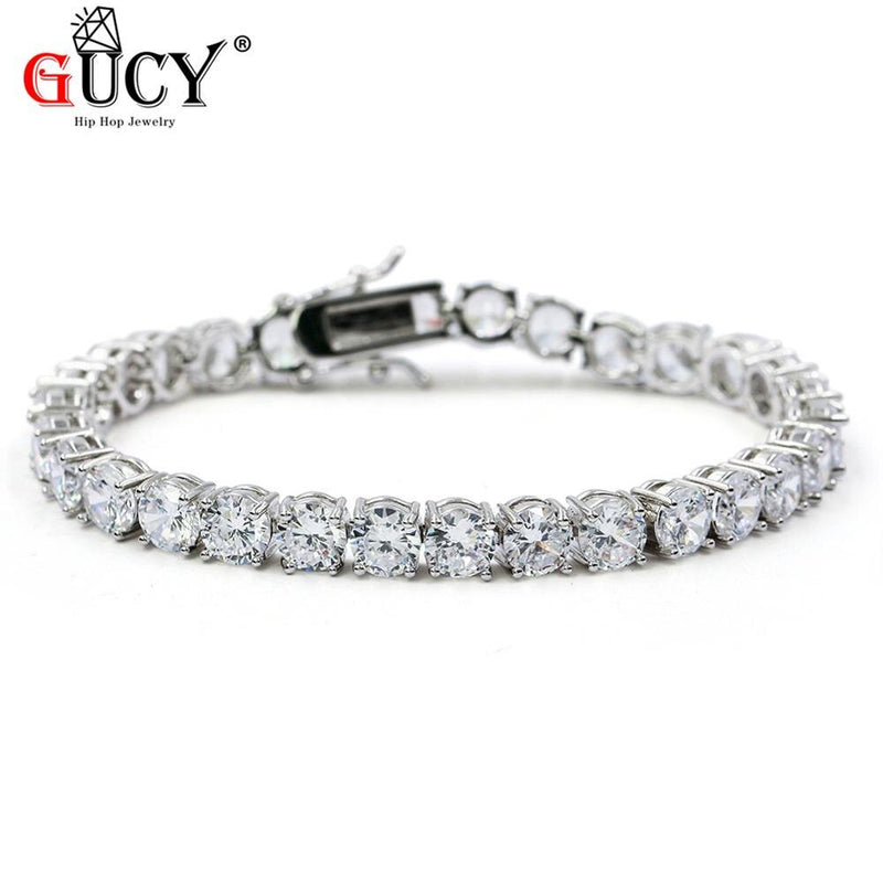 GUCY 3mm 4mm 5mm 6mm Mens AAA Cubic Zirconia Tennis Chain Bracelet Hip Hop Jewelry Iced Out 1 Row CZ  Birthday Gift