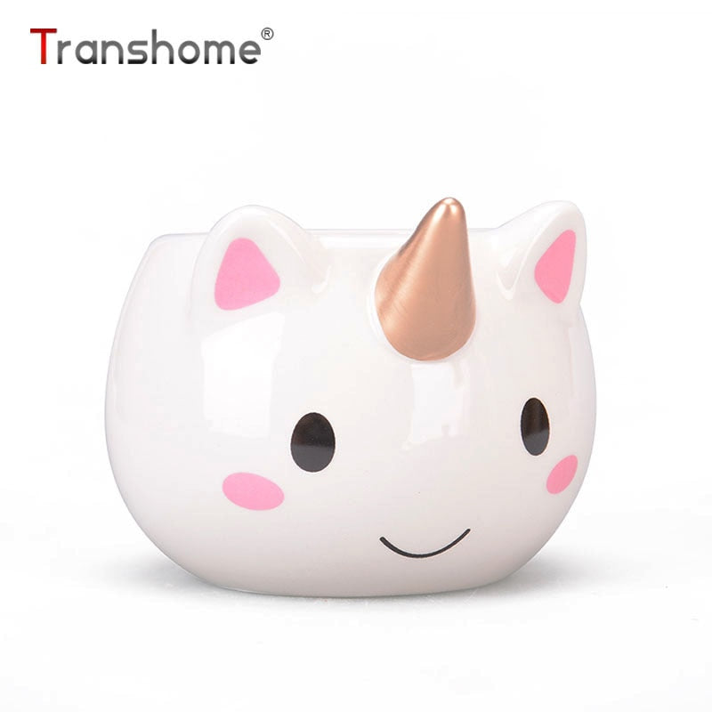 Transhome Unicorn Mug 300ml Rainbow Horse Unicorn Mugs Cup Cuteness 3D Unicorn Ceramic Coffee Mug Gold Stereo Cute Unicorn Cups