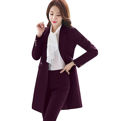 2019 nuevo invierno mujer chaqueta larga elegante manga larga Formal para dama de oficina negro azul rojo