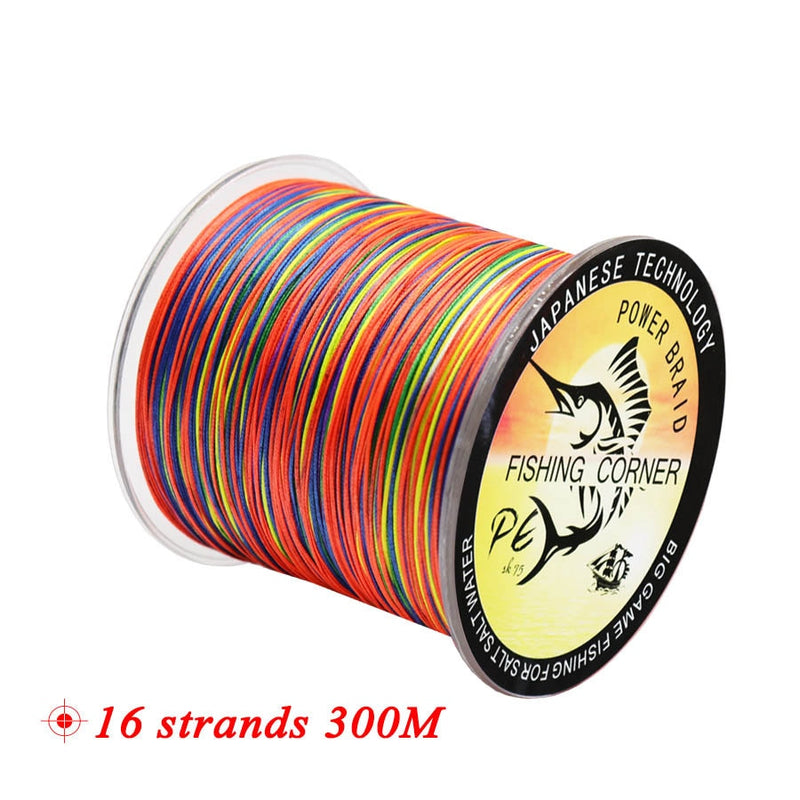 16 Stränge PE Braid 300M/500M/1000M/1500M Geflochtene Angelschnur Multicolor Super Power Japan Multifilament Salzwasser/Süßwasser