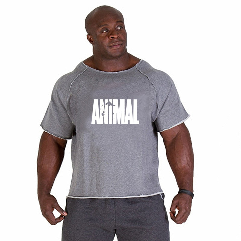 ANIMAL New Men Short Sleeve Cotton t-shirt Summer Casual Fashion Gym Fitness Bodybuilding T shirt Male Loose Tees Tops Clothing