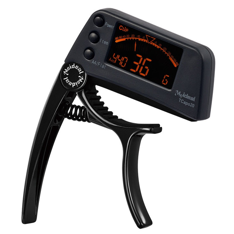 TCapo20 Afinador de guitarra acústica Capo Guitar Capofret 2 en 1 Capo Tuner Metal para guitarra eléctrica Bajo Piezas cromáticas