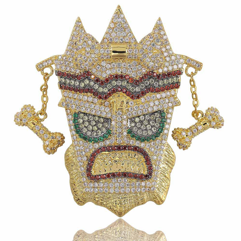 TOPGRILLZ New Iced Out UKA Mask Solid Pendant Necklace Men&