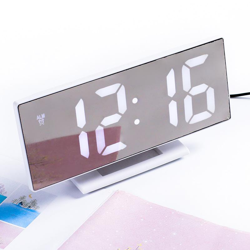 LED-Spiegel-Digital-Wecker-elektronischer Uhr-Tabellen-Desktop-Wecker-Multifunktions-Snooze-Nacht-großes LED-Anzeigen-Geschenk