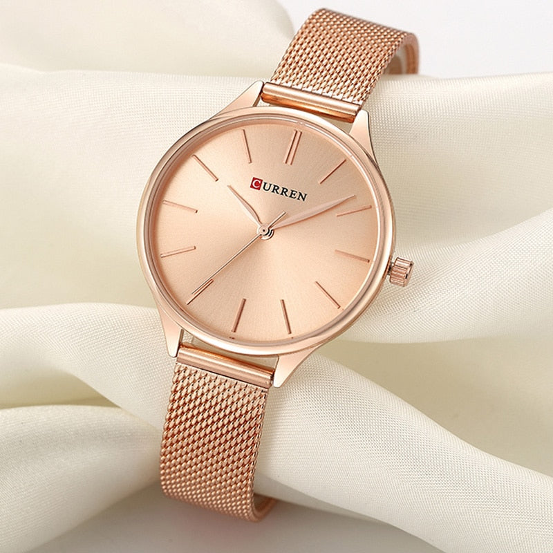 CURREN, relojes para mujer, reloj de pulsera de lujo, reloj femenino, reloj para mujer, acero milanés, reloj de cuarzo dorado rosa para mujer, nuevo